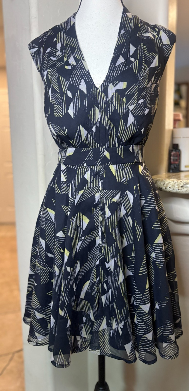 French Connection Geometric Print Fit and Flare Dress Size 2